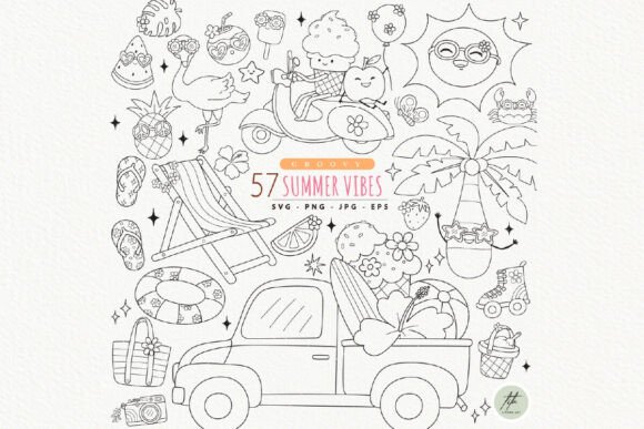 Download Groovy Summer Outline SVG - Premium Bundle